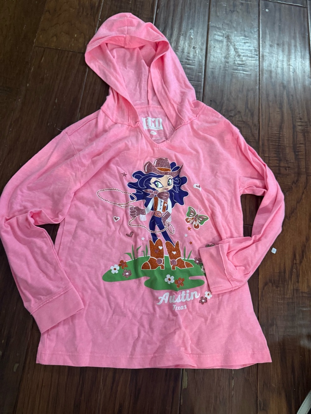 Mi Pink Hooded Girls' Graphic Cowgirl Top austin Tex